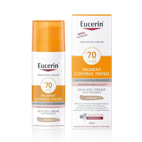 Protetor Solar Facial Eucerin Sun Pigment Control Tinted FPS70 Médio 50ml