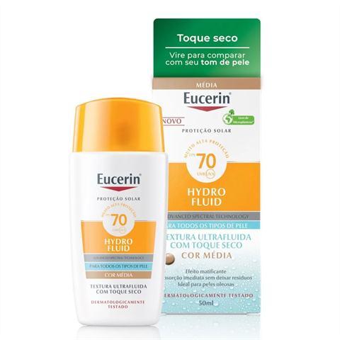 Protetor Solar Facial Eucerin Sun Hydro Fluid FPS70 Média 50ml