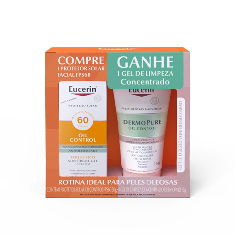 Kit Eucerin Facial Protetor Solar Oil Control FPS60 50g + Gel De Limpeza Dermopure Oil Control 75g