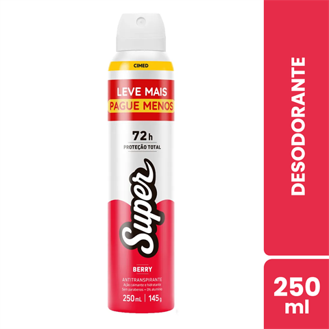 Desodorante Antitranspirante Cimed Super Aerossol Berry Com 250ml