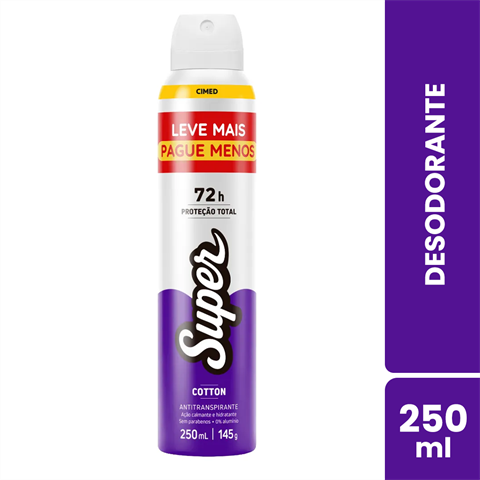 Desodorante Antitranspirante Cimed Super Aerossol Cotton Com 250ml