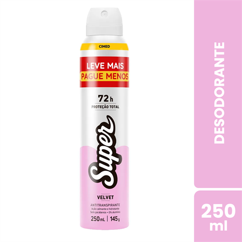 Desodorante Antitranspirante Cimed Super Aerossol Velvet Com 250ml