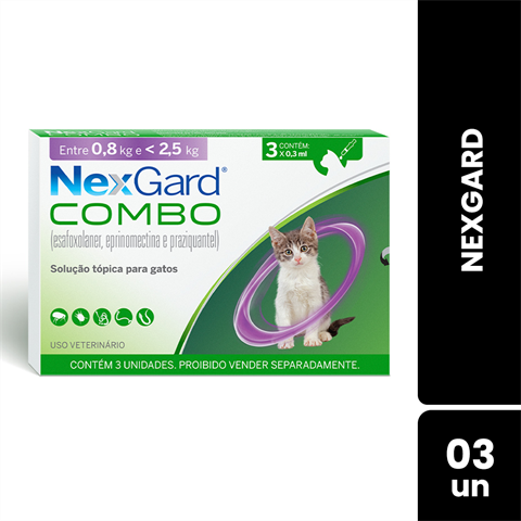 NexGard Combo Gatos De 0,8kg A 2,5kg Com 3 Unidades De 0,3ml