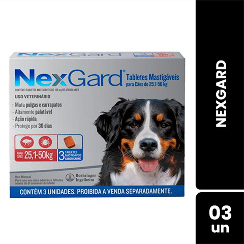 NexGard Cães De 25,1kg A 50kg Com 3 Unidades