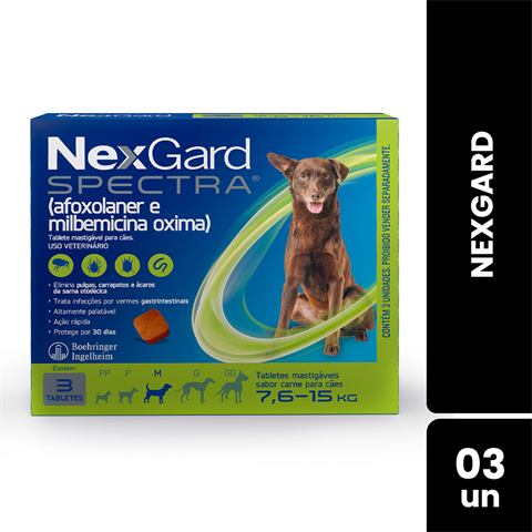 NexGard Spectra Cães De 7,6kg A 15kg Com 3 Unidades