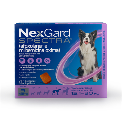 NexGard Spectra Cães De 15,1kg A 30kg Com 3 Unidades