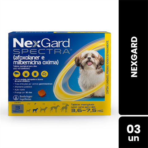 NexGard Spectra Cães De 3,6kg A 7,5kg Com 3 Unidades