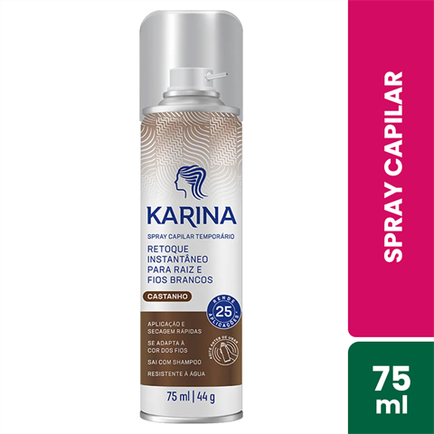 Spray Capilar Karina Retoque Instantâneo Castanho 75ml