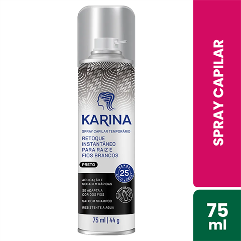 Spray Capilar Karina Retoque Instantâneo Preto 75ml