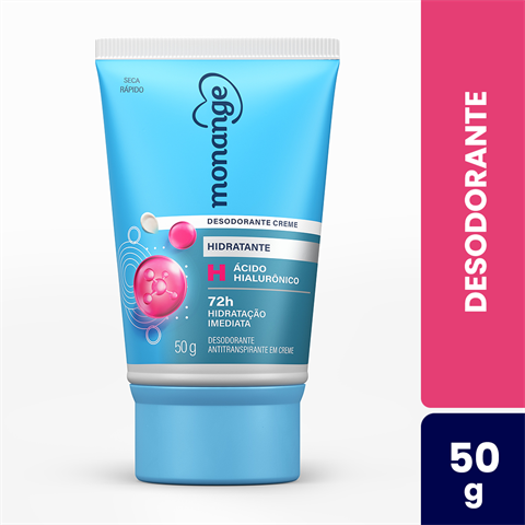 Desodorante Antitranspirante Monange Em Creme Hidratante Ácido Hialurônico Com 50g