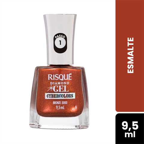 Esmalte Risque Diamond Gel Cybercolors Bronze 3000 Com 9,5ml
