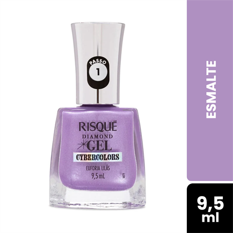 Esmalte Risque Diamond Gel Cybercolors Euforia Lilás Com 9,5ml