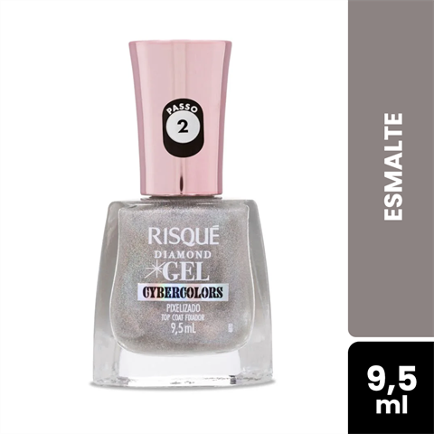 Esmalte Risque Diamond Gel Cybercolors Top Coat Fixador Pixelizado Com 9,5ml