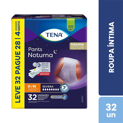 Roupa Intima Tena Pants Noturna P/M Leve 32 Pague 28 Unidades