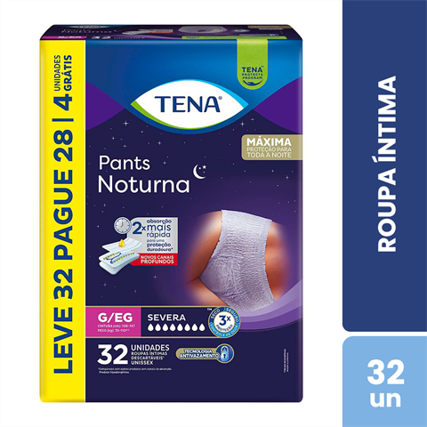 Roupa Íntima Tena Pants Noturna G/EG Leve 32 Pague 28 Unidades