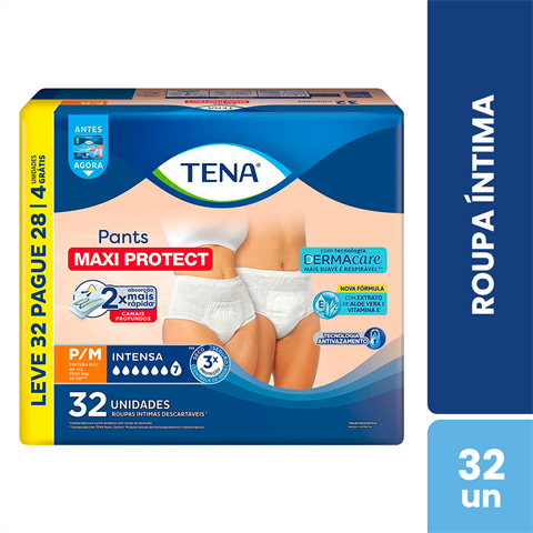 Roupa Íntima Tena Pants Dermacare P/M Leve 32 Pague 28 Unidades