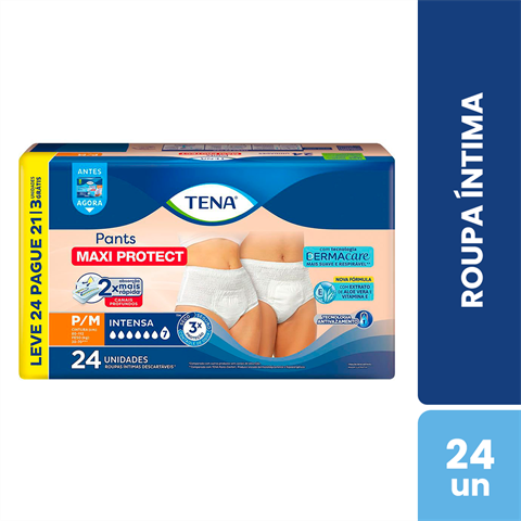 Roupa Íntima Tena Pants Maxi Protect P/M Leve 24 Pague 21 Unidades