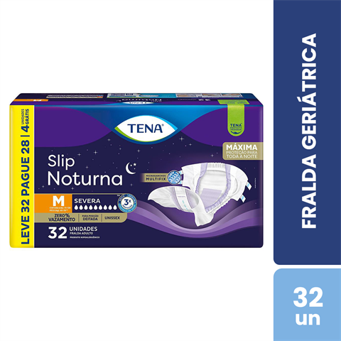 Fralda Geriátrica Tena Dermacare Slip M Leve 32 Pague 28 Unidades