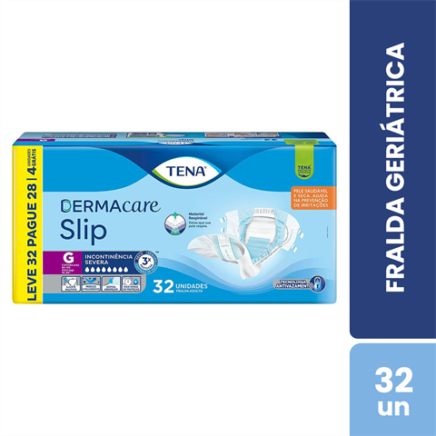 Fralda Geriátrica Tena Dermacare Slip G Leve 32 Pague 28 Unidades