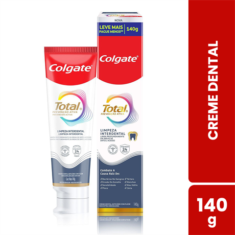 Creme Dental Colgate Total Prevenção Ativa Limpeza Interdental 140g