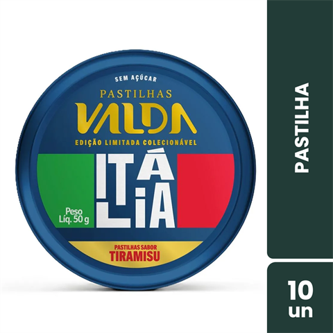 Pastilhas Valda Campeões Italia Sabor Tiramisu Com 10 Latas De 50g
