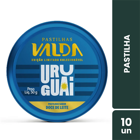 Pastilhas Valda Campeões Uruguai Sabor Doce De Leite Com 10 Latas De 50g