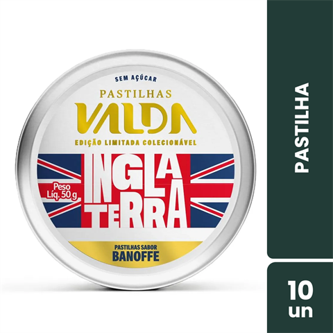 Pastilhas Valda Campeões Inglaterra Sabor Banoffee Com 10 Latas De 50g