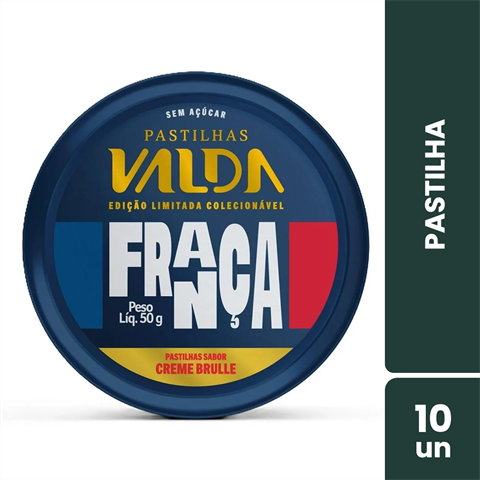 Pastilhas Valda Campeões França Sabor Creme Brulee Com 10 Latas De 50g