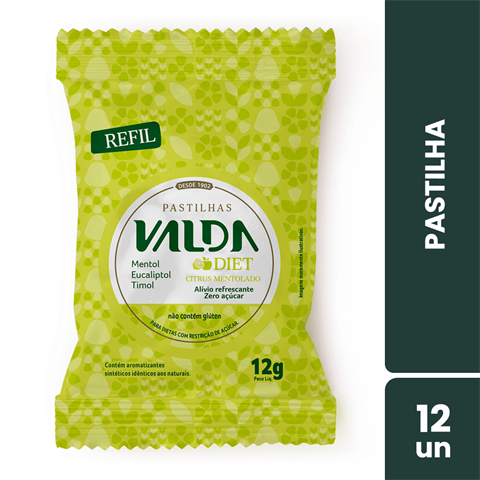 Pastilhas Valda Diet Citrus Mentolado Com 12 Sachês De 12g