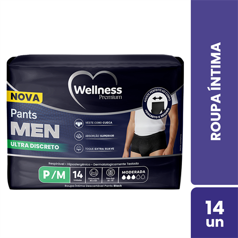 Roupa Íntima Wellness Premium Men Pants P/M Com 14 Unidades