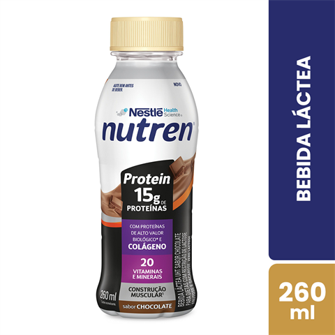 Bebida Láctea Nutren Proten Colágeno Sabor Chocolate 260ml