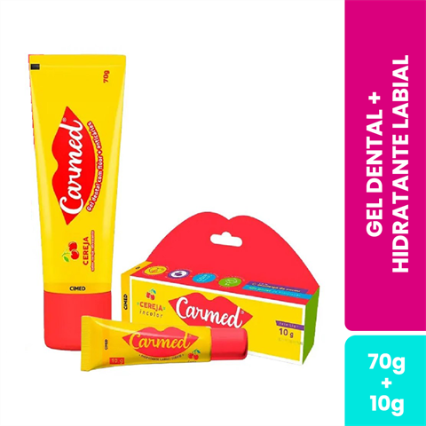 Kit Carmed Cereja Gel Dental 70g + Hidratante Labial 10g