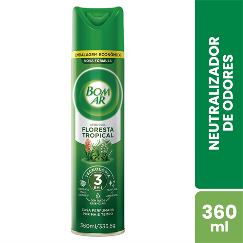 Neutralizador De Odores Bom Ar Aerossol Floresta Tropical Com 360ml
