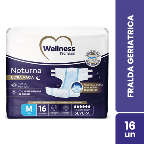 Fralda Geriátrica Wellness Premium Noturna Jumbo G Com 14 Unidades