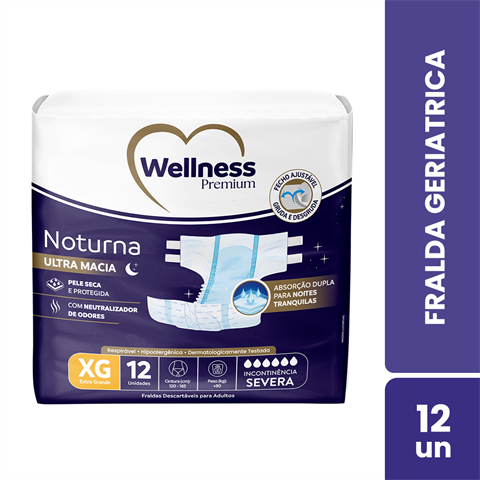 Fralda Geriátrica Wellness Premium Noturna Jumbo EG Com 12 Unidades