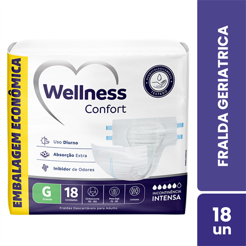Fralda Geriátrica Wellness Confort Jumbo G Com 18 Unidades