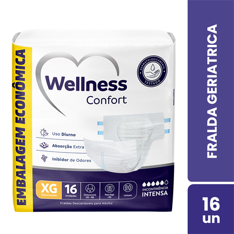 Fralda Geriátrica Wellness Confort Jumbo XG Com 16 Unidades