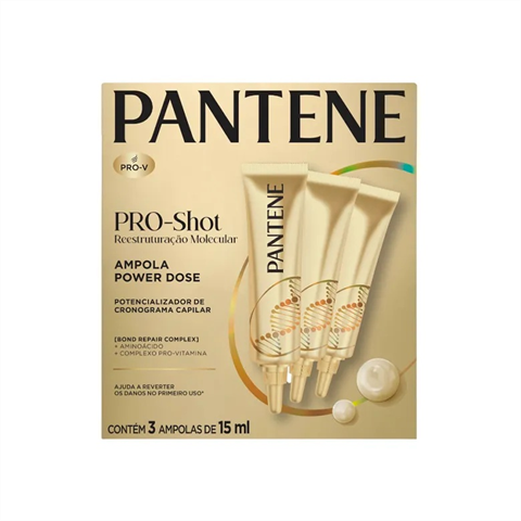 Ampola Capilar Pantene PRO-Shot Reestruturação Molecular Com 3 Unidades De 15ml