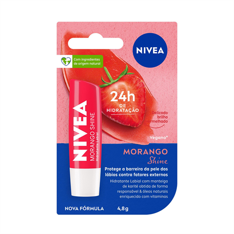 Hidratante Labial Nivea Morango Shine Com 4,8g