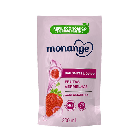 Sabonete Líquido Monange Frutas Vermelhas Refil Com 200ml