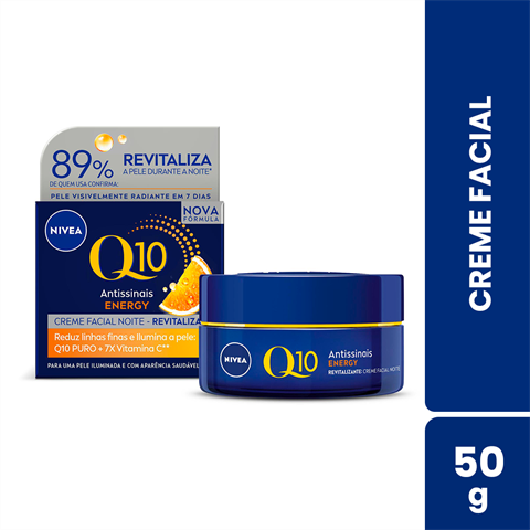 Creme Facial Nivea Q10 Energy Antissinais Noite Com 50g