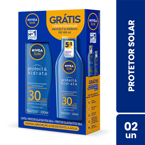 Kit Protetor Solar Corporal Nivea Sun Protege e Hidrata FPS30 200ml Mais 100ml Grátis