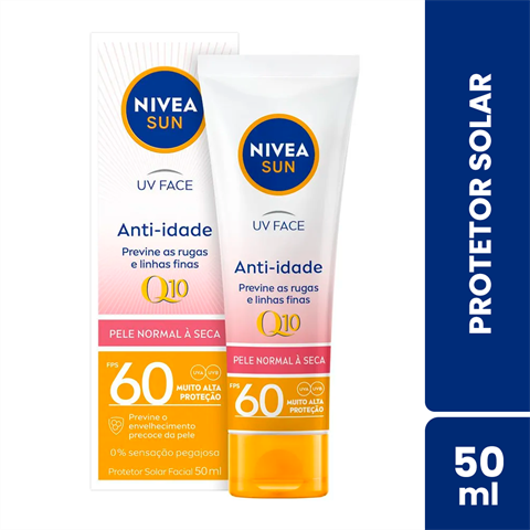 Protetor Solar Facial Nivea Sun Q10 Anti-Idade Seca FPS60 Com 50g