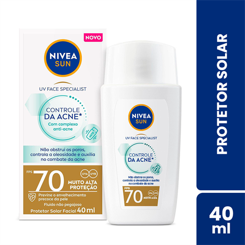 Protetor Solar Facial Nivea Sun Controle Da Acne FPS70 Com 40ml