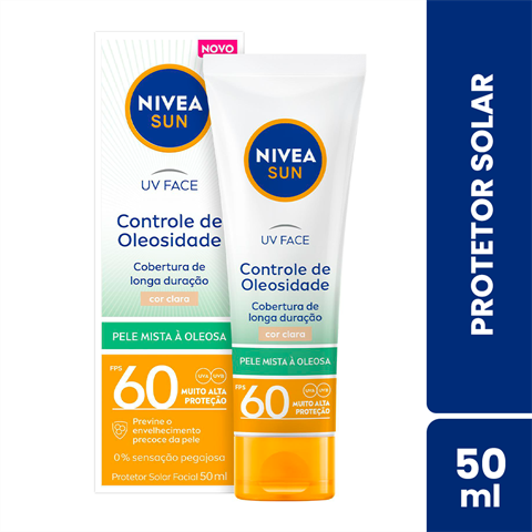 Protetor Solar Facial Nivea Sun Controle De Oleosidade FPS60 Cor Clara Com 50ml