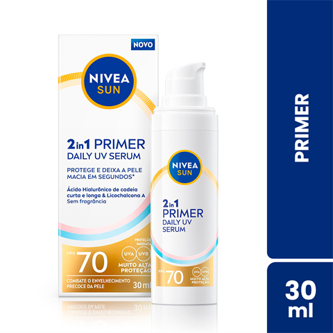 Primer Nivea Sun 2 Em 1 Daily UV Sérum FPS70 Com 30ml