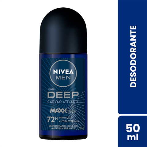 Desodorante Antitranspirante Nivea Men Roll-On Deep Carvão Ativado Com 50ml