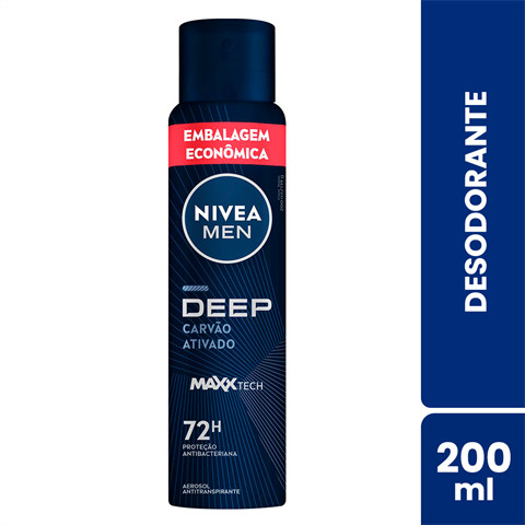 Desodorante Antitranspirante Nivea Men Aerossol Deep Carvão Ativado Com 200ml