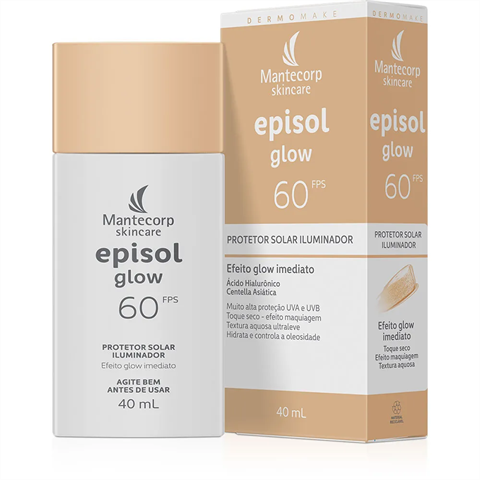 Protetor Solar Facial Mantecorp Skincare Episol Glow Iluminador FPS60 Com 40ml