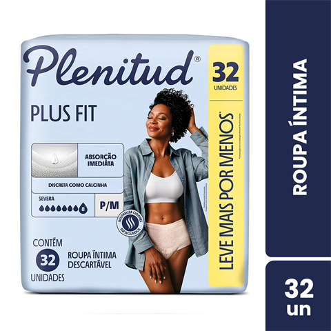 Roupa Íntima Descartável Plenitud Plus Fit P/M Com 32 Unidades